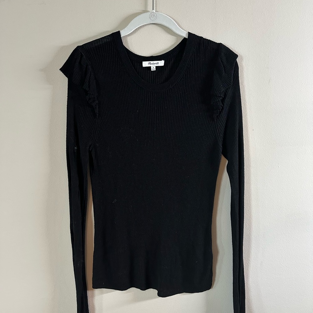 Madewell Black Fitted Long Sleeve Top